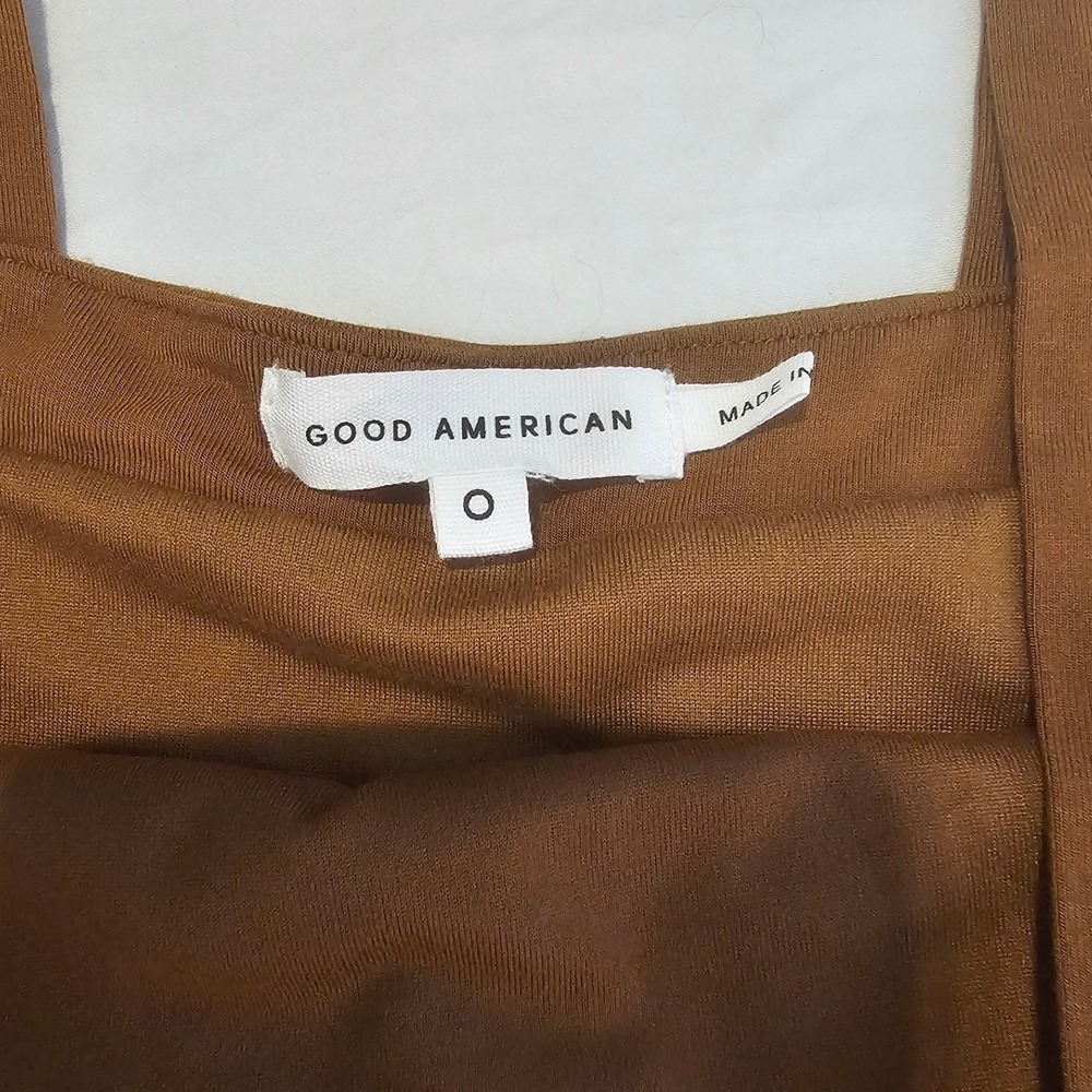 Good American Essential Maxi Dress Brown Square Neck GDK0101 Womens Size 0 - Picture 5 of 8